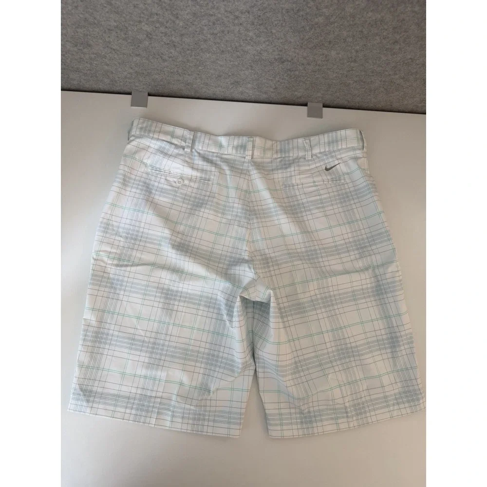 Nike Golf Shorts Mens 40 White Plaid Stretch Performance Bermuda Long 12